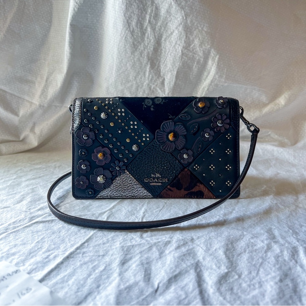 COACH Foldover Crossbody in Embellished Canyon Quilt Leather